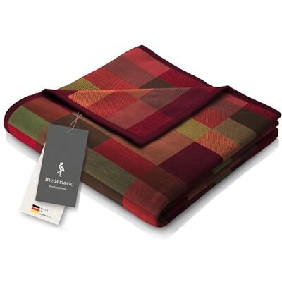 biederlack ® Flauschige Wohndecke Color Squares Red, Sofadecke 150x200cm Kuscheldecke aus Baumwollmischgewebe, warme Wohndecke, Made in Germany, karierte Couchdecke, OEKO-TEX Made in Green biederlack ® Flauschige Wohndecke Color Squares Red, Sofadecke 150x200cm Kuscheldecke aus Baumwollmischgewebe, warme Wohndecke, Made in Germany, karierte Couchdecke, OEKO-TEX Made in Green