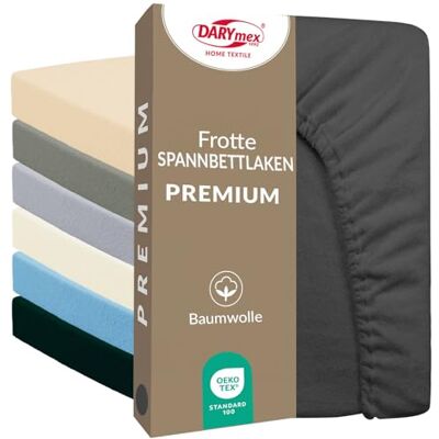 DARYmex Frottee Spannbettlaken 160x200 cm, 200 g/m², Baumwolle, Anthrazit Spannbetttuch für Matratzenhöhe bis 25 cm, elastischer Gummizug, Schlafzimmer, Gästezimmer, Hotel DARYmex Frottee Spannbettlaken 160x200 cm, 200 g/m², Baumwolle, Anthrazit Spannbetttuch für Matratzenhöhe bis 25 cm, elastischer Gummizug, Schlafzimmer, Gästezimmer, Hotel