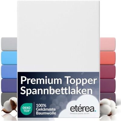 etérea Himmlische Qualität etérea Topper Spannbettlaken extra Jersey 140x200-160x220 cm Weiss bis 10cm 160 g/m² gekämmte Baumwolle Spannbetttuch · extra Länge 220 cm · Topper bis 10 cm Steghöhe · OEKO-TEX Made in Green etérea Himmlische Qualität etérea Topper Spannbettlaken extra Jersey 140x200-160x220 cm Weiss bis 10cm 160 g/m² gekämmte Baumwolle Spannbetttuch · extra Länge 220 cm · Topper bis 10 cm Steghöhe · OEKO-TEX Made in Green