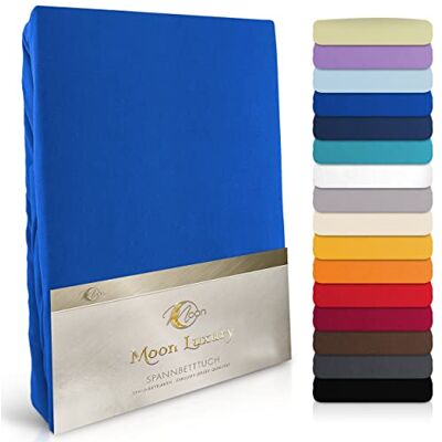 Moon -Luxury Spannbettlaken Spannbetttuch Jersey Stretch 230g/m² für Wasserbetten, Boxspringbetten und herkömmliche Matratzen (Royalblau, 140x200-160x220) Moon -Luxury Spannbettlaken Spannbetttuch Jersey Stretch 230g/m² für Wasserbetten, Boxspringbetten und herkömmliche Matratzen (Royalblau, 140x200-160x220)