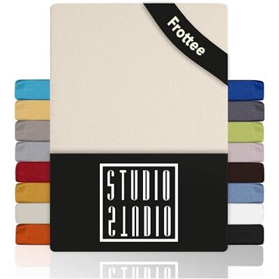 STUDIO Basic Frottee Spannbettlaken 120x200cm – weiches Frottee-Spannbetttuch aus 80 % Baumwolle & 20 % Polyester – Creme – Öko-Tex Zertifiziert, bügelfrei & elastisch – für Matratzen 15–25cm STUDIO Basic Frottee Spannbettlaken 120x200cm – weiches Frottee-Spannbetttuch aus 80 % Baumwolle & 20 % Polyester – Creme – Öko-Tex Zertifiziert, bügelfrei & elastisch – für Matratzen 15–25cm