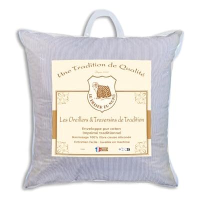 Bleu Calin Belier du Nord Kopfkissen Vintage Tradition Weiß/Blau, Flauschiger Komfort, 60x60 cm Bleu Calin Belier du Nord Kopfkissen Vintage Tradition Weiß/Blau, Flauschiger Komfort, 60x60 cm