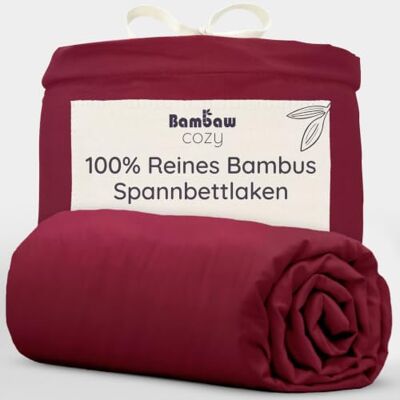 Bambaw Bambus Spannbettlaken 140x200 cm, 35 cm Steghöhe, Anti Allergie Bettwäsche, Bettlaken Sommer, kühlende und atmungsaktive Bettwäsche, 100% Bambus Bettlaken 140x200 cm (Burgunderrot) Bambaw Bambus Spannbettlaken 140x200 cm, 35 cm Steghöhe, Anti Allergie Bettwäsche, Bettlaken Sommer, kühlende und atmungsaktive Bettwäsche, 100% Bambus Bettlaken 140x200 cm (Burgunderrot)