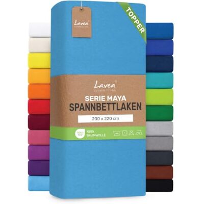 Lavea ® Topper Spannbettlaken 200x220 cm Himmelblau Maya 100% Jersey Baumwolle – Weiches Spannbetttuch Topper bis 10 cm, atmungsaktives Bettlaken, formstabil & pflegeleicht Lavea ® Topper Spannbettlaken 200x220 cm Himmelblau Maya 100% Jersey Baumwolle – Weiches Spannbetttuch Topper bis 10 cm, atmungsaktives Bettlaken, formstabil & pflegeleicht