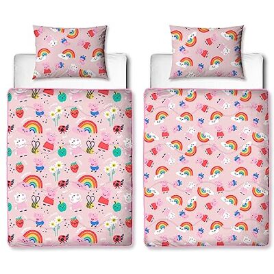 Peppa Pig Character World Offizielle Bettdecke für Einzelbett, wendbar, ohne Bezug, Kissen und Kissenbezug, waschbare Bettdecke, perfekt für Reisen und Übernachtungen, Einzelbett, 4,5 Tog Peppa Pig Character World Offizielle Bettdecke für Einzelbett, wendbar, ohne Bezug, Kissen und Kissenbezug, waschbare Bettdecke, perfekt für Reisen und Übernachtungen, Einzelbett, 4,5 Tog