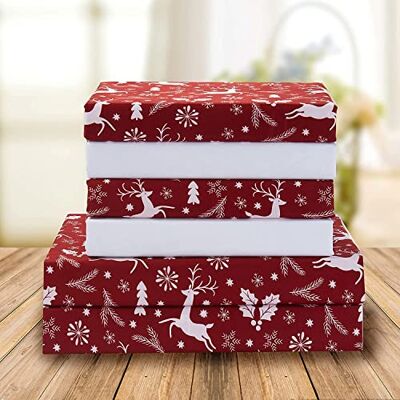 Elegant Comfort Holiday Printed 4-teiliges Sheet Set, 1500 Thread Count, Breathable and Super Soft Material, Wrinkle Resistant, Fitted Sheets with Smart Pockets, 4PC Twin XL, Burgundy Rentier Elegant Comfort Holiday Printed 4-teiliges Sheet Set, 1500 Thread Count, Breathable and Super Soft Material, Wrinkle Resistant, Fitted Sheets with Smart Pockets, 4PC Twin XL, Burgundy Rentier