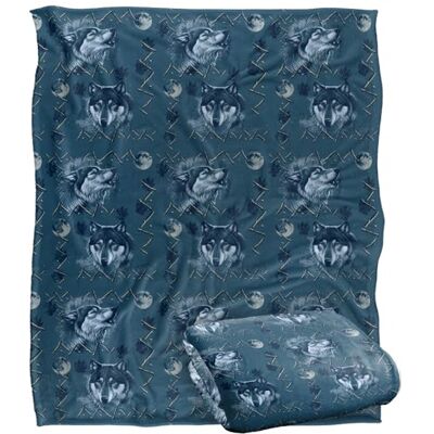 LOGOVISION Jq Licensing Cf-Jp Wolf Howl Moon Pattern Superweiche Kuscheldecke mit seidigem Griff – 152 x 127 cm LOGOVISION Jq Licensing Cf-Jp Wolf Howl Moon Pattern Superweiche Kuscheldecke mit seidigem Griff – 152 x 127 cm