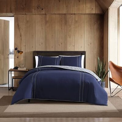 Eddie Bauer Bettwäsche-Set für Doppelbett, wendbare Baumwollbettwäsche mit passendem Kissenbezug, vorgewaschen für zusätzliche Weichheit (Kingston Navy, Twin) Eddie Bauer Bettwäsche-Set für Doppelbett, wendbare Baumwollbettwäsche mit passendem Kissenbezug, vorgewaschen für zusätzliche Weichheit (Kingston Navy, Twin)