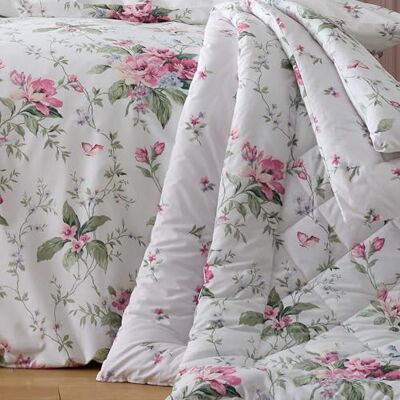 Catherine Lansfield Bridgerton Penelope Tagesdecke, 3,5 Tog, Blumenmuster, wendbar, 200 x 200 cm, Eiderdaunen-Tagesdecke, cremefarben Catherine Lansfield Bridgerton Penelope Tagesdecke, 3,5 Tog, Blumenmuster, wendbar, 200 x 200 cm, Eiderdaunen-Tagesdecke, cremefarben