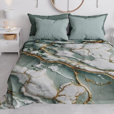 PETTI Artigiani Italiani Tagesdecke für französisches Bett, Frühling, Sommer, leichte Decke für französisches Bett, Bettwäsche, Salbei-Marmor, 100% Made in Italy PETTI Artigiani Italiani Tagesdecke für französisches Bett, Frühling, Sommer, leichte Decke für französisches Bett, Bettwäsche, Salbei-Marmor, 100% Made in Italy