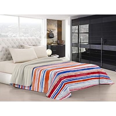 Italian Bed Linen Fantasy Doubleface Sommersteppdecke, 260x270cm, Strisce, Microfiber, Doppel Italian Bed Linen Fantasy Doubleface Sommersteppdecke, 260x270cm, Strisce, Microfiber, Doppel