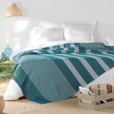 Douceur d'Intérieur , Tagesdecke (240 x 260 cm), Adele, blau, Baumwolle & Polyester, gewebt Douceur d'Intérieur , Tagesdecke (240 x 260 cm), Adele, blau, Baumwolle & Polyester, gewebt