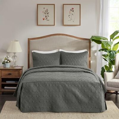 Madison Park Quebec Gesteppte Tagesdecke mit geteilten Ecken, klassisches traditionelles Design, für alle Jahreszeiten, leicht, Bettwäsche-Set, passende Kissenbezüge, Kingsize (200,7 cm x 200,7 cm x Madison Park Quebec Gesteppte Tagesdecke mit geteilten Ecken, klassisches traditionelles Design, für alle Jahreszeiten, leicht, Bettwäsche-Set, passende Kissenbezüge, Kingsize (200,7 cm x 200,7 cm x