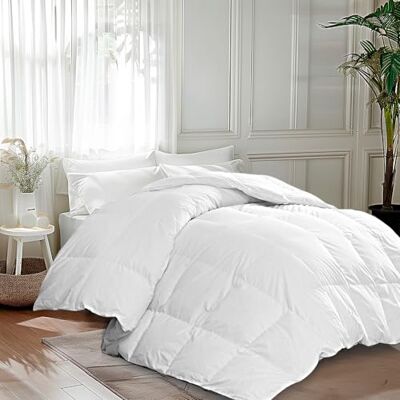 Martha Stewart White Goose Bettdecke aus Federdaunenfaser, King-Size-Größe, 100% Baumwolle, luxuriös, hypoallergen, 1,6 l, leichte Wärme, 277 x 228 cm Martha Stewart White Goose Bettdecke aus Federdaunenfaser, King-Size-Größe, 100% Baumwolle, luxuriös, hypoallergen, 1,6 l, leichte Wärme, 277 x 228 cm