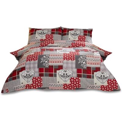 Rapport Alpine Patchwork Schneeflocke Feinbiber Thermo 100% Baumwolle Biber Quilt Bettbezug Set, baumwolle, Red/multi-colour, 200 x 200 x 0.5 cm Rapport Alpine Patchwork Schneeflocke Feinbiber Thermo 100% Baumwolle Biber Quilt Bettbezug Set, baumwolle, Red/multi-colour, 200 x 200 x 0.5 cm
