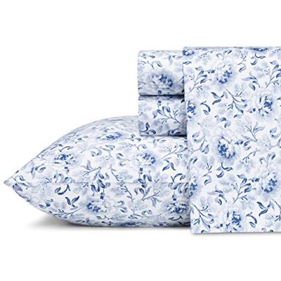 Laura Ashley Queen-Bettwäsche-Set aus weichem Baumwoll-Satin, glatt, atmungsaktiv und Heimdekoration (Lorelei Dunkelblau, Queen) Laura Ashley Queen-Bettwäsche-Set aus weichem Baumwoll-Satin, glatt, atmungsaktiv und Heimdekoration (Lorelei Dunkelblau, Queen)