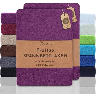 NatureMark Frottee Spannbettlaken 2er Pack – weich und atmungsaktiv, hautfreundlich, praktisch & pflegeleicht, langlebig, 80% Baumwolle & 20% Polyester, 140x200 cm 160x200 cm, Lila NatureMark Frottee Spannbettlaken 2er Pack – weich und atmungsaktiv, hautfreundlich, praktisch & pflegeleicht, langlebig, 80% Baumwolle & 20% Polyester, 140x200 cm 160x200 cm, Lila