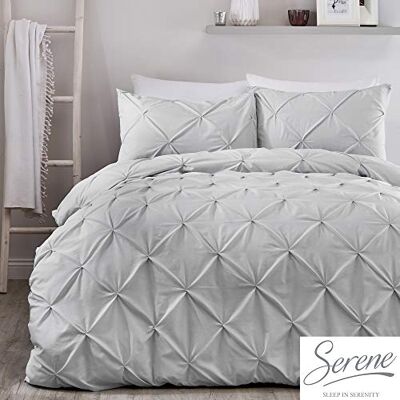 Serene laqula Lara Bettbezug-Set, gerüscht, pflegeleicht, Silber, Einzelbett Serene laqula Lara Bettbezug-Set, gerüscht, pflegeleicht, Silber, Einzelbett