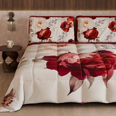 PETTI Artigiani Italiani Winter-Steppdecke, Winter-Steppdecke für Doppelbett, doppelseitig, einfarbig und Digitaldruck mit Blumenmuster 04 171, 100% Mikrofaser, hergestellt in Italien PETTI Artigiani Italiani Winter-Steppdecke, Winter-Steppdecke für Doppelbett, doppelseitig, einfarbig und Digitaldruck mit Blumenmuster 04 171, 100% Mikrofaser, hergestellt in Italien
