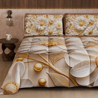 PETTI Artigiani Italiani Winter-Steppdecke, Winter-Steppdecke für Doppelbett, doppelseitig, einfarbig und Digitaldruck mit Blumenmuster 05 13, 100% Mikrofaser, hergestellt in Italien PETTI Artigiani Italiani Winter-Steppdecke, Winter-Steppdecke für Doppelbett, doppelseitig, einfarbig und Digitaldruck mit Blumenmuster 05 13, 100% Mikrofaser, hergestellt in Italien