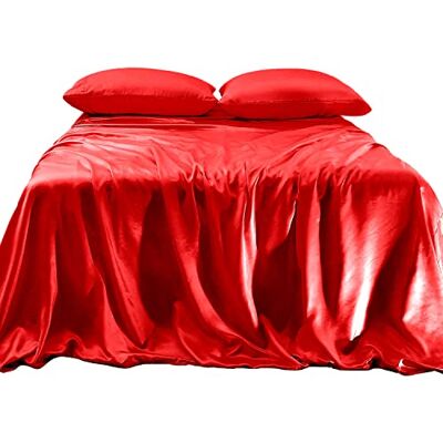 Elegant Comfort Luxuriöses 4-teiliges seidiges Satin-Bettwäsche-Set, Haut- und haarfreundlich, knitterfrei, farbecht, schmutzabweisend, mit tiefen Taschen, kühlendes weiches Satin-Bettlaken-Set Elegant Comfort Luxuriöses 4-teiliges seidiges Satin-Bettwäsche-Set, Haut- und haarfreundlich, knitterfrei, farbecht, schmutzabweisend, mit tiefen Taschen, kühlendes weiches Satin-Bettlaken-Set