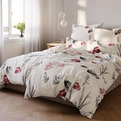 Pure Blumen Bettwäsche Set 4tlg 135x200 40x80 aus Baumwolle Waschbar bei 60∘C Atmungsaktiv für Sommer & Winter pflegeleicht Pure Blumen Bettwäsche Set 4tlg 135x200 40x80 aus Baumwolle Waschbar bei 60∘C Atmungsaktiv für Sommer & Winter pflegeleicht