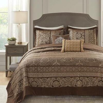 Madison Park Queen-Bettwäsche-Set, traditioneller Jacquard-Damast, 5-teilig Madison Park Queen-Bettwäsche-Set, traditioneller Jacquard-Damast, 5-teilig