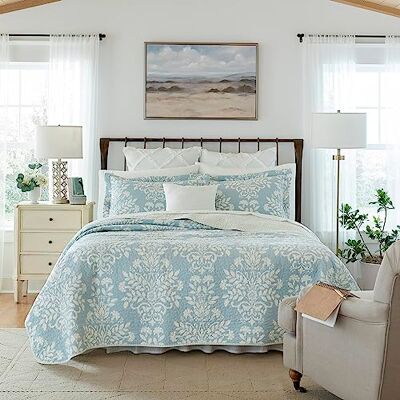 Laura Ashley Rowland Collection – Bettwäsche-Set – 100% Baumwolle, wendbar, Ganzjahres-Bettwäsche mit passenden Kissenbezügen, vorgewaschen für zusätzlichen Komfort, Full/Queensize-Bett, Blau Laura Ashley Rowland Collection – Bettwäsche-Set – 100% Baumwolle, wendbar, Ganzjahres-Bettwäsche mit passenden Kissenbezügen, vorgewaschen für zusätzlichen Komfort, Full/Queensize-Bett, Blau