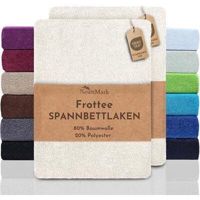 NatureMark Frottee Spannbettlaken 2er Pack – weich und atmungsaktiv, hautfreundlich, praktisch & pflegeleicht, langlebig, 80% Baumwolle & 20% Polyester, 120x200 cm, Natur/Creme NatureMark Frottee Spannbettlaken 2er Pack – weich und atmungsaktiv, hautfreundlich, praktisch & pflegeleicht, langlebig, 80% Baumwolle & 20% Polyester, 120x200 cm, Natur/Creme