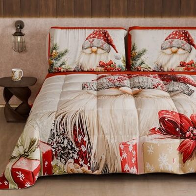 PETTI Artigiani Italiani – Winter-Weihnachts-Doppelbettdecke, doppelseitige Steppdecke, einfarbig und Digitaldruck Xmas 13, hergestellt in Italien PETTI Artigiani Italiani – Winter-Weihnachts-Doppelbettdecke, doppelseitige Steppdecke, einfarbig und Digitaldruck Xmas 13, hergestellt in Italien