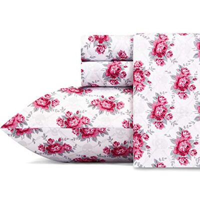 Betsey Johnson Komplette Bettwäsche, weich und leicht, farbecht und knitterarm (Totenkopf-Rosen-Gitter, voll) Betsey Johnson Komplette Bettwäsche, weich und leicht, farbecht und knitterarm (Totenkopf-Rosen-Gitter, voll)