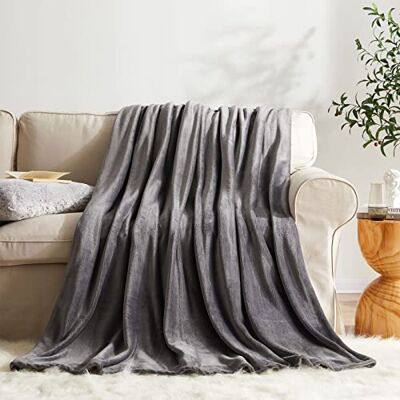 KMUSET Fleecedecke, Doppelgröße, Dunkelgrau, leichte Überwurfdecke, superweiche, gemütliche Mikrofaserdecke KMUSET Fleecedecke, Doppelgröße, Dunkelgrau, leichte Überwurfdecke, superweiche, gemütliche Mikrofaserdecke