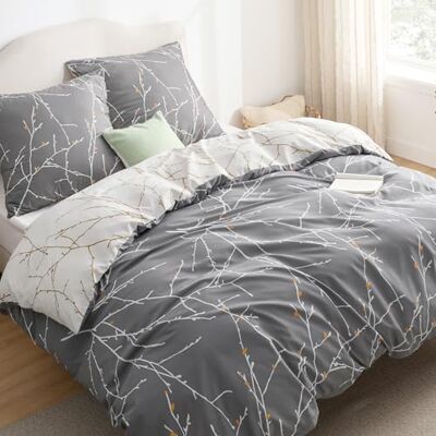 BEDSURE Bettwäsche 220x240 3teilig Mikrofaser Grau Zweige, 2x80x80 Kissen Bettwäsche-Sets Wendebettwäsche, Oeko-TEX Bedding mit Reißverschluss, Extra Weich & Atmungsaktiv BEDSURE Bettwäsche 220x240 3teilig Mikrofaser Grau Zweige, 2x80x80 Kissen Bettwäsche-Sets Wendebettwäsche, Oeko-TEX Bedding mit Reißverschluss, Extra Weich & Atmungsaktiv