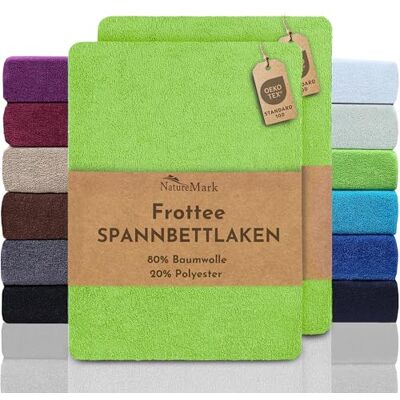 NatureMark Frottee Spannbettlaken 2er Pack – weich und atmungsaktiv, hautfreundlich, praktisch & pflegeleicht, langlebig, 80% Baumwolle & 20% Polyester, 140x200 cm 160x200 cm, Apfel Grün NatureMark Frottee Spannbettlaken 2er Pack – weich und atmungsaktiv, hautfreundlich, praktisch & pflegeleicht, langlebig, 80% Baumwolle & 20% Polyester, 140x200 cm 160x200 cm, Apfel Grün