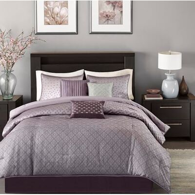 Madison Park Biloxi Jacquard-Bettwäsche-Set – modernes geometrisches Design, Ganzjahres-Daunen-Alternative, gemütliche Bettwäsche mit passenden Kissenbezügen, dekoratives Kissen, King-Size-Bett (264,2 x 233,7 cm), Ombré-Violett, 7-teilig Madison Park Biloxi Jacquard-Bettwäsche-Set – modernes geometrisches Design, Ganzjahres-Daunen-Alternative, gemütliche Bettwäsche mit passenden Kissenbezügen, dekoratives Kissen, King-Size-Bett (264,2 x 233,7 cm), Ombré-Violett, 7-teilig