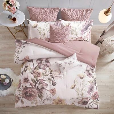 Madison Park Floral Queen-Bettwäsche-Set, Baumwollreich, feminines Design, Shabby-Chic-Stil, Queen-Size-Bettdecken-Sets, Ganzjahres-Bettbezug mit Kissenbezügen, Bettrock, Zierkissen, Blush 8-teilig Madison Park Floral Queen-Bettwäsche-Set, Baumwollreich, feminines Design, Shabby-Chic-Stil, Queen-Size-Bettdecken-Sets, Ganzjahres-Bettbezug mit Kissenbezügen, Bettrock, Zierkissen, Blush 8-teilig