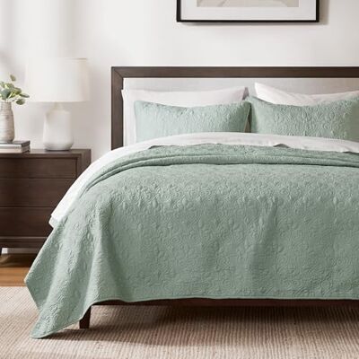 Madison Park Quebec Steppdecken-Set – luxuriöses Damast-Design Leichte Tagesdecke mit Baumwollfüllung, Bettüberwurf, Mikrofaser, Seafoam, Twin/Twin XL, 2 Madison Park Quebec Steppdecken-Set – luxuriöses Damast-Design Leichte Tagesdecke mit Baumwollfüllung, Bettüberwurf, Mikrofaser, Seafoam, Twin/Twin XL, 2