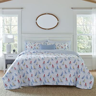 Laura Ashley Ahoy Quilt Set, King, Blue Multi Laura Ashley Ahoy Quilt Set, King, Blue Multi