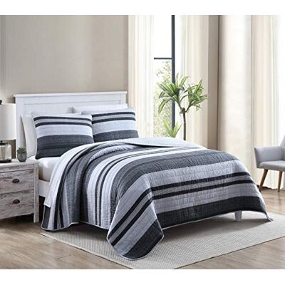 Nautica Home Ardmoore Collection Premium Baumwolle Ultra Soft Quilt Cover Komfortable Bettwäsche Set Ganzjahres-Tagesdecke Twin, Grau Nautica Home Ardmoore Collection Premium Baumwolle Ultra Soft Quilt Cover Komfortable Bettwäsche Set Ganzjahres-Tagesdecke Twin, Grau