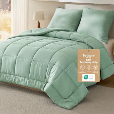 BEDSURE Bettdecke Ohne Bezug 135x200 Bettdecke mit Integriertem Bezug Bettdecke 135x200 für Allergiker Waschbare 4 Jahreszeiten Bettdecken Oeko-TEX Ganzjahresdecke Warm & Gemütlich, Chaumgrün BEDSURE Bettdecke Ohne Bezug 135x200 Bettdecke mit Integriertem Bezug Bettdecke 135x200 für Allergiker Waschbare 4 Jahreszeiten Bettdecken Oeko-TEX Ganzjahresdecke Warm & Gemütlich, Chaumgrün