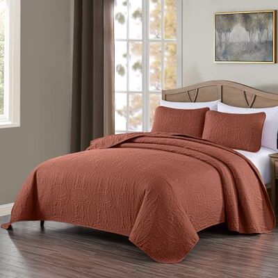Chezmoi Collection Austin Queen-Tagesdecken-Set, 3-teilig, Pinsonic, gesteppt, übergroß, Queensize-Bett, Terrakotta Chezmoi Collection Austin Queen-Tagesdecken-Set, 3-teilig, Pinsonic, gesteppt, übergroß, Queensize-Bett, Terrakotta