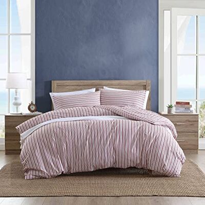 Nautica King-Size-Bettbezug, Wendebettwäsche aus Baumwolle mit Knopfverschluss, lässige Heimdekoration für alle Jahreszeiten (Coleridge Stripe Red, Kingsize) Nautica King-Size-Bettbezug, Wendebettwäsche aus Baumwolle mit Knopfverschluss, lässige Heimdekoration für alle Jahreszeiten (Coleridge Stripe Red, Kingsize)