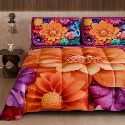 PETTI Artigiani Italiani Winter-Steppdecke, Winter-Steppdecke für Doppelbett, doppelseitig, einfarbig und Digitaldruck mit Blumenmuster 05 12, 100% Mikrofaser, hergestellt in Italien PETTI Artigiani Italiani Winter-Steppdecke, Winter-Steppdecke für Doppelbett, doppelseitig, einfarbig und Digitaldruck mit Blumenmuster 05 12, 100% Mikrofaser, hergestellt in Italien