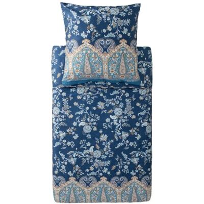 Bassetti Indian Roses Bettwäsche + 1 Kissenhülle aus 100% Baumwollsatin in der Farbe BLAU B1, Maße: 155x220 + 1 K 80x80 cm 9333273 Bassetti Indian Roses Bettwäsche + 1 Kissenhülle aus 100% Baumwollsatin in der Farbe BLAU B1, Maße: 155x220 + 1 K 80x80 cm 9333273