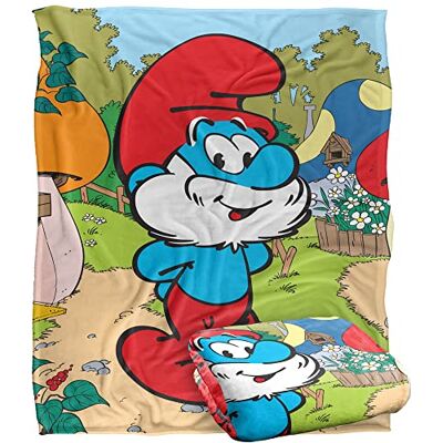 LOGOVISION The Smurfs Papa Smurf Superweiche Kuscheldecke mit seidigem Griff – 152 x 127 cm LOGOVISION The Smurfs Papa Smurf Superweiche Kuscheldecke mit seidigem Griff – 152 x 127 cm