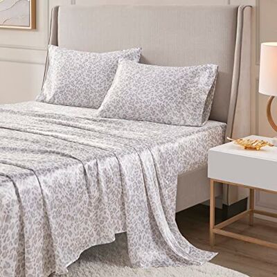 Madison Park Essentials Satin Sheet Set Luxury and Silky with Natural Sheen, Elastic 14" Pocket fits up to 16" Mattress, All Around Elastic Year-Round Bedding, Queen Taupe Leopard 4 Piece Madison Park Essentials Satin Sheet Set Luxury and Silky with Natural Sheen, Elastic 14" Pocket fits up to 16" Mattress, All Around Elastic Year-Round Bedding, Queen Taupe Leopard 4 Piece