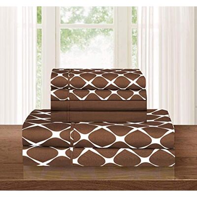 Elegant Comfort Luxury Softest and Coziest 6-Piece Bed Sheet Set, Wrinkle Resistant Milano Trellis Pattern-1500 Thread Count Egyptian Quality Microfiber Bedding Set, Queen, Chocolate Brown Elegant Comfort Luxury Softest and Coziest 6-Piece Bed Sheet Set, Wrinkle Resistant Milano Trellis Pattern-1500 Thread Count Egyptian Quality Microfiber Bedding Set, Queen, Chocolate Brown