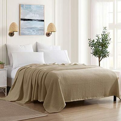Sweet Home Collection Decke aus 100% feiner Baumwolle, luxuriös, Korbgeflecht, Taupe, Full/Queen Sweet Home Collection Decke aus 100% feiner Baumwolle, luxuriös, Korbgeflecht, Taupe, Full/Queen