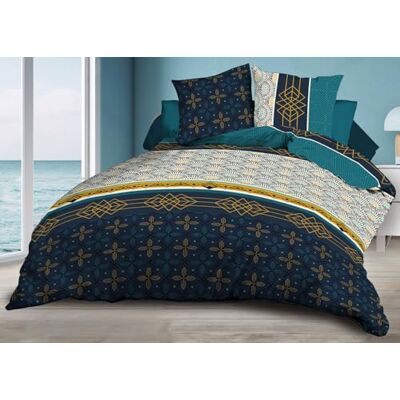 Le linge de Jules Bettbezug 220 x 240 cm + 2 Kissenbezüge, Mikrofaser, weich und strapazierfähig, pflegeleicht, Biarritz, Blau Le linge de Jules Bettbezug 220 x 240 cm + 2 Kissenbezüge, Mikrofaser, weich und strapazierfähig, pflegeleicht, Biarritz, Blau
