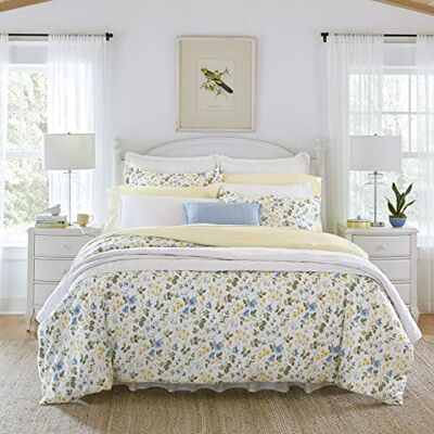 Laura Ashley Meadow Floral Collection Bettwäsche-Set, 100% Baumwollsatin, seidig weich & wendbar, mit Knopfverschluss, inklusive passenden Kissenbezügen, Kingsize, Blau, USHSFN1217715 Laura Ashley Meadow Floral Collection Bettwäsche-Set, 100% Baumwollsatin, seidig weich & wendbar, mit Knopfverschluss, inklusive passenden Kissenbezügen, Kingsize, Blau, USHSFN1217715